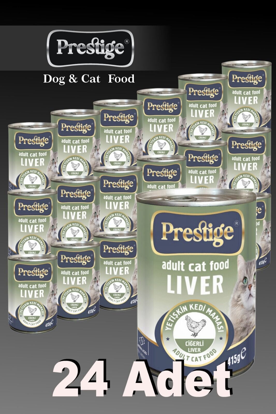 24 ADET PRESTİGE CİĞERLİ KEDİ KONSERVE MAMASI
