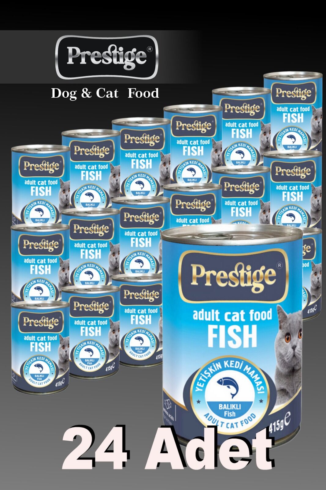 24 ADET PRESTİGE BALIKLI KEDİ KONSERVE MAMASI