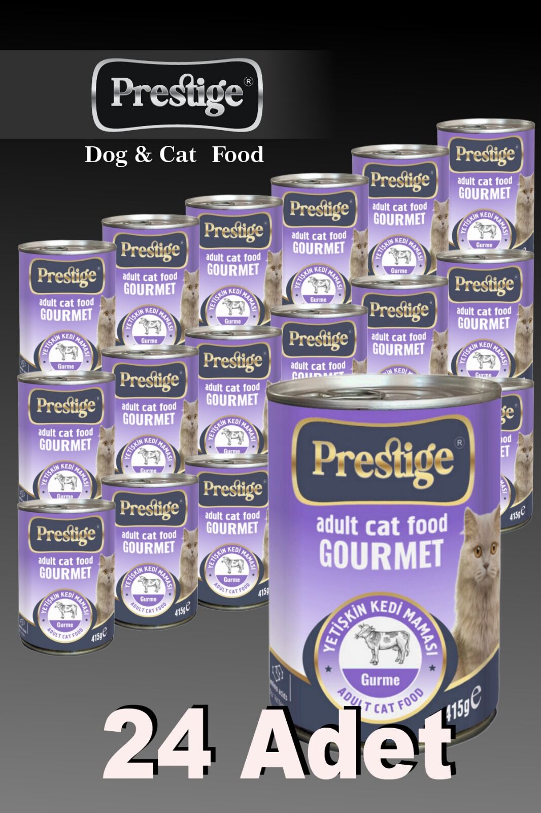 24 ADET PRESTİGE GURME KEDİ KONSERVE MAMASI