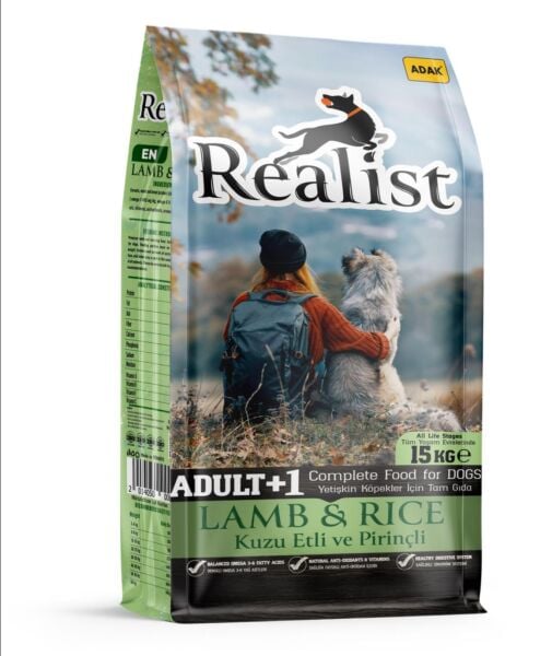 REALİST 15 KG KUZU ETLİ & PİRİNÇLİ YETİŞKİN KÖPEK MAMASI