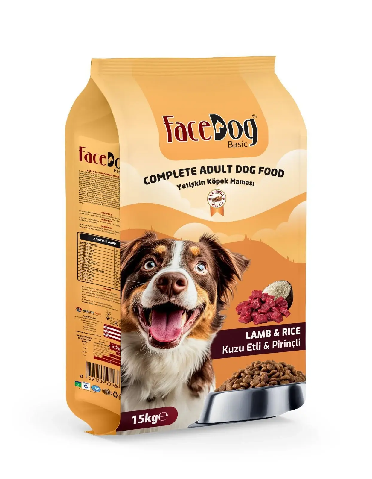 FACE DOG 15 KG KUZU ETLİ & PİRİNÇLİ KÖPEK MAMASI