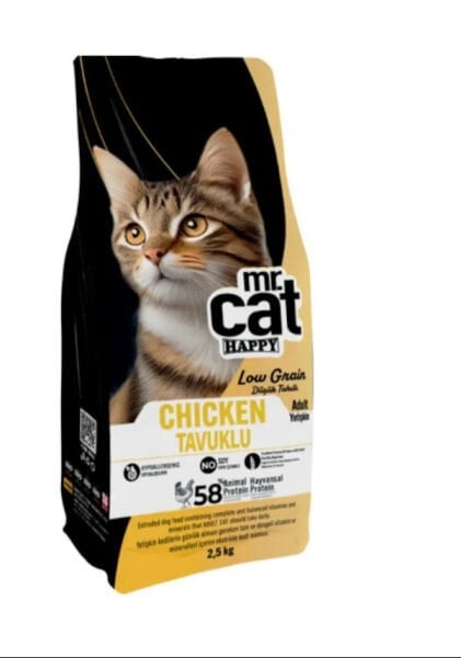 Mr.Cat Happy 2*2.5 Kg Düşük Tahıllı Tavuklu Kedi Maması