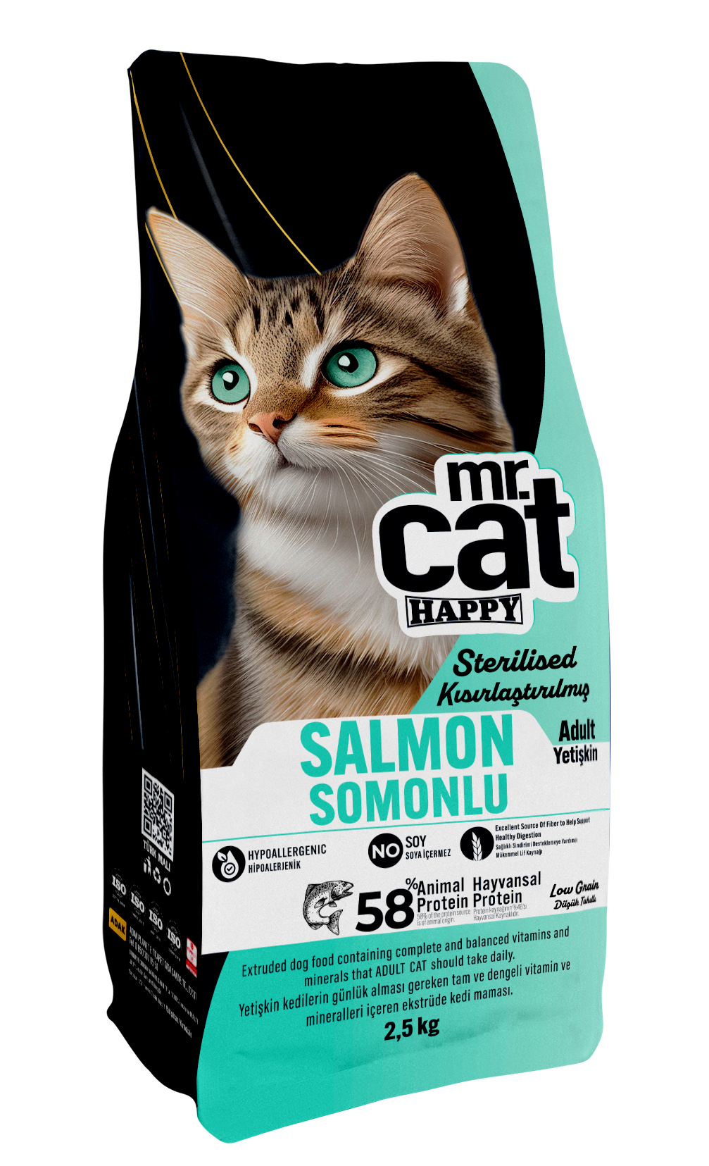 Mr.Cat Happy 2.5 Kg Kısırlaştırılmış Somonlu Kedi Maması