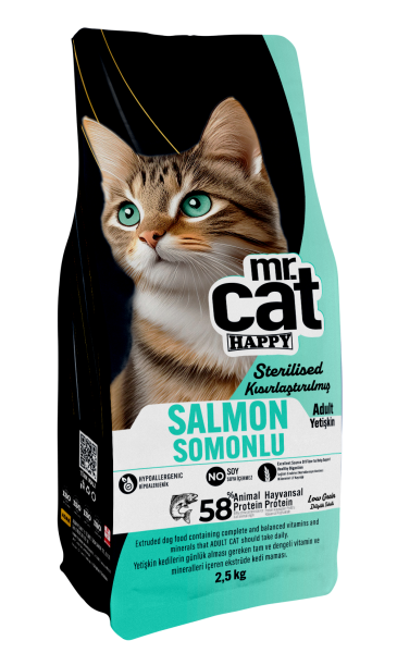 Mr.Cat Happy 2.5 Kg Kısırlaştırılmış Somonlu Kedi Maması