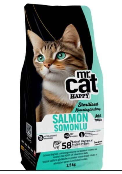 Mr.Cat Happy 2.5 Kg Kısırlaştırılmış Somonlu Kedi Maması